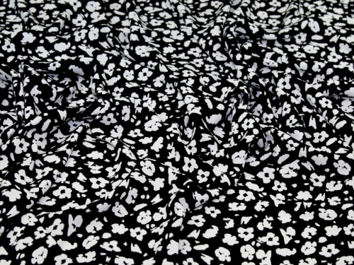 Deadstock Soft Polyester Crepe Fabric Black & White