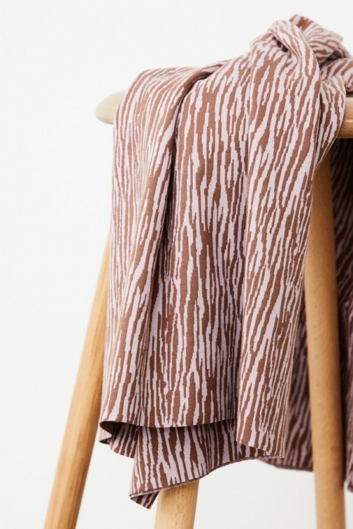 Mind The MAKER Organic Jacquard Textured Stretch Knit Fabric Dusty Brown & Lilac
