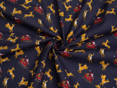 Printed Polycotton Fabric Navy