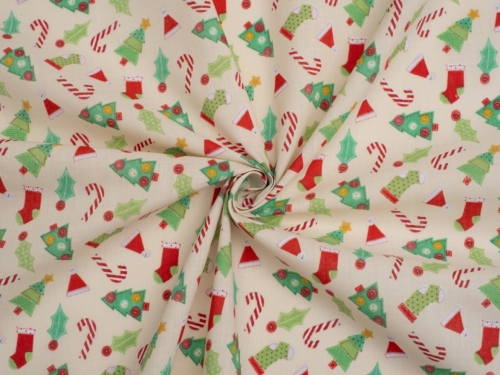 Printed Polycotton Fabric Cream