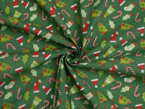 Printed Polycotton Fabric Green
