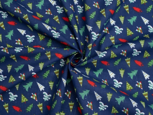 Printed Polycotton Fabric Blue