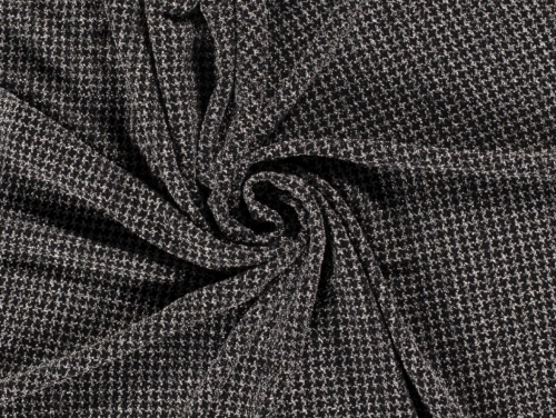 Metallic Textured Stretch Knit Fabric Silver on Black