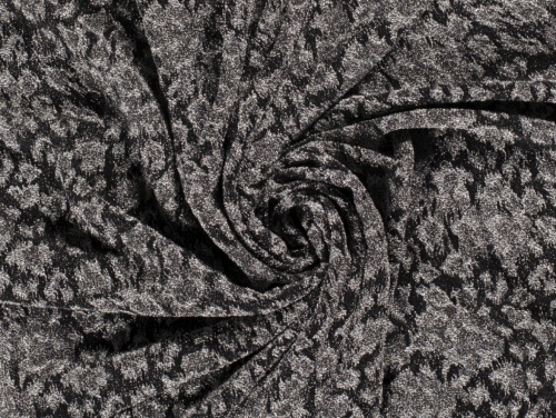 Metallic Textured Stretch Knit Fabric Silver on Black