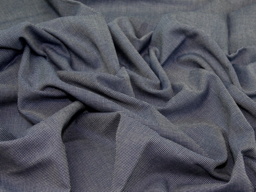 Deadstock Jacquard Cotton Suiting Fabric Navy & White