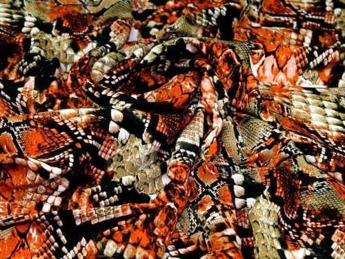 Deadstock Viscose Twill Fabric Rust Khaki & Black