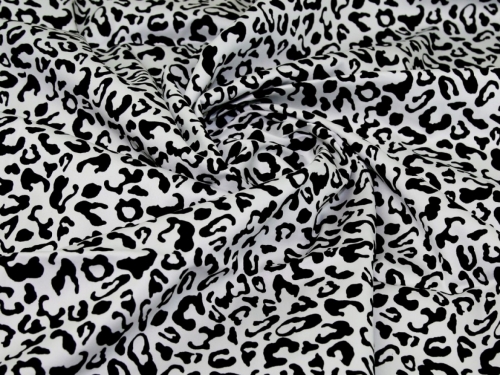 Deadstock Woven Stretch Cotton Sateen Fabric Black on White