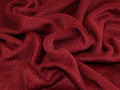 Deadstock Fur Texture Wool Coating Fabric Burgandy