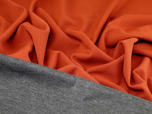 Deadstock Crepe Backed Ponte Roma Stretch Knit Fabric Rust & Grey