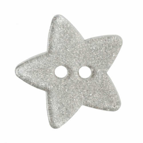 Hemline Glitter Star Buttons Silver