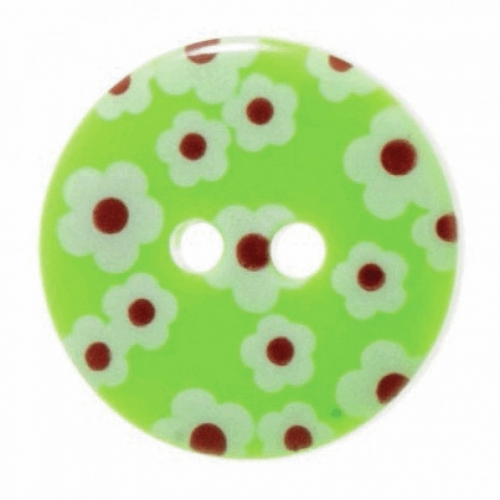 Hemline Round Flower Buttons Green