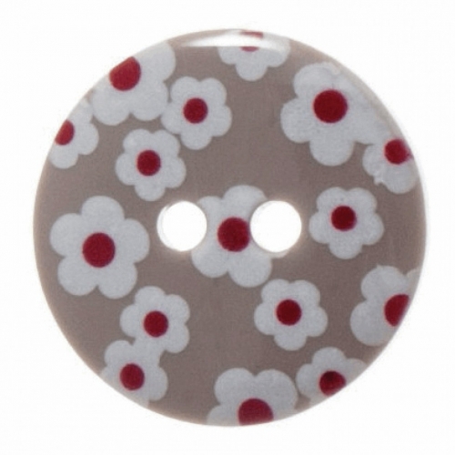 Hemline Round Flower Buttons Grey