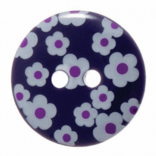 Hemline Round Flower Buttons Purple