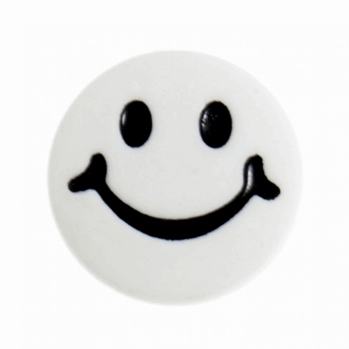 Hemline Round Happy Face Buttons White