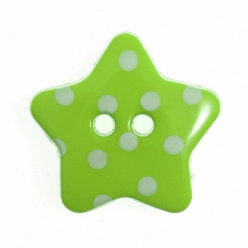 Hemline Spotty Star Shape Buttons Green