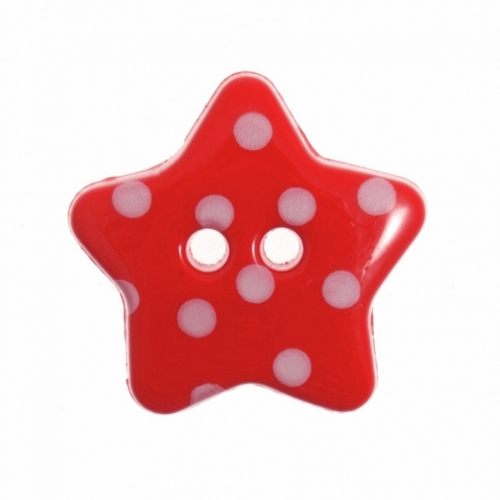 Hemline Spotty Star Shape Buttons Red