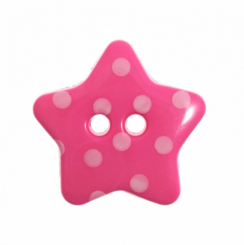 Hemline Spotty Star Shape Buttons Pink