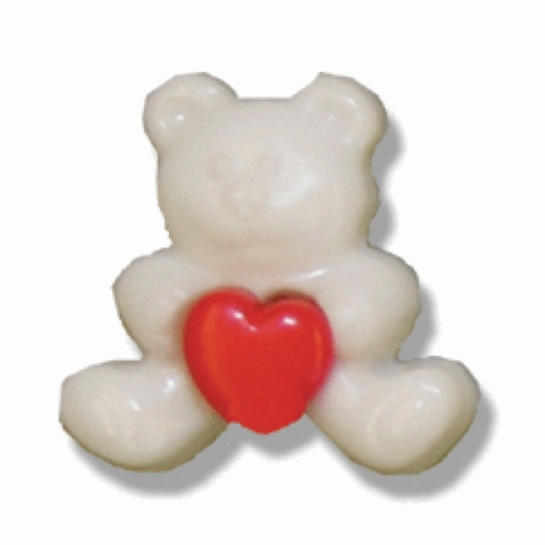Hemline Teddy Heart Shape Buttons Red & Cream