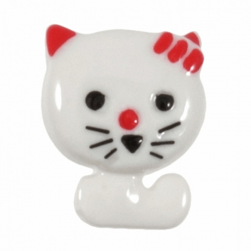 Hemline Cat Shape Buttons White