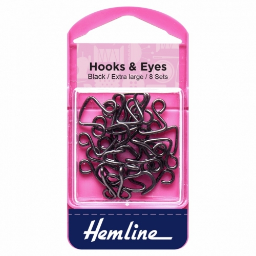 Hemline Hook & Eye Fastenings Black