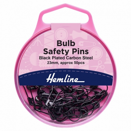 Hemline Bulb Safety Pins Black