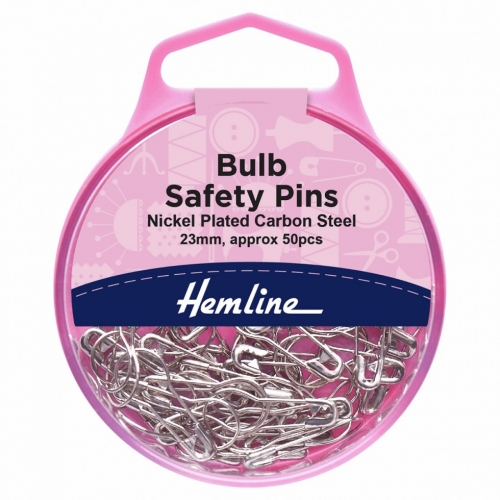 Hemline Bulb Safety Pins Silver