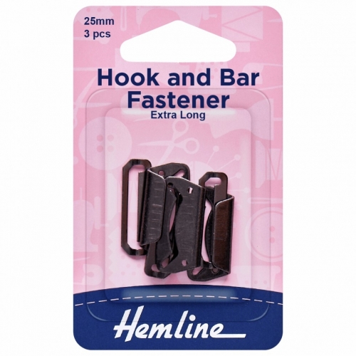Hemline Hook & Bar Fasteners Black