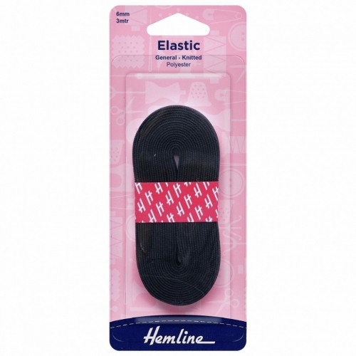 Hemline Soft Knitted Elastic Black