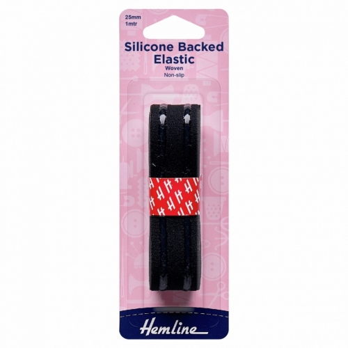 Hemline Silicone Backed Elastic Black