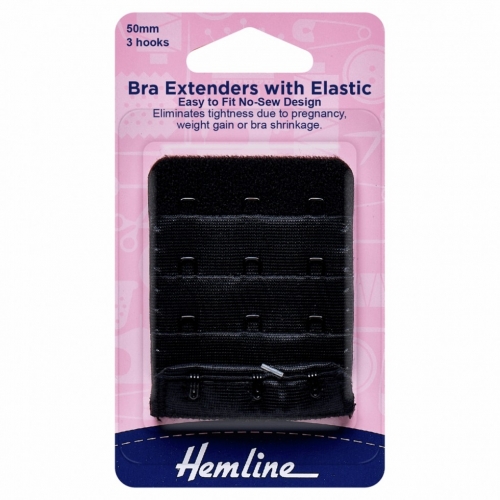 Hemline Bra Back Extenders Black