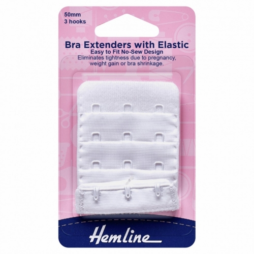Hemline Bra Back Extenders White