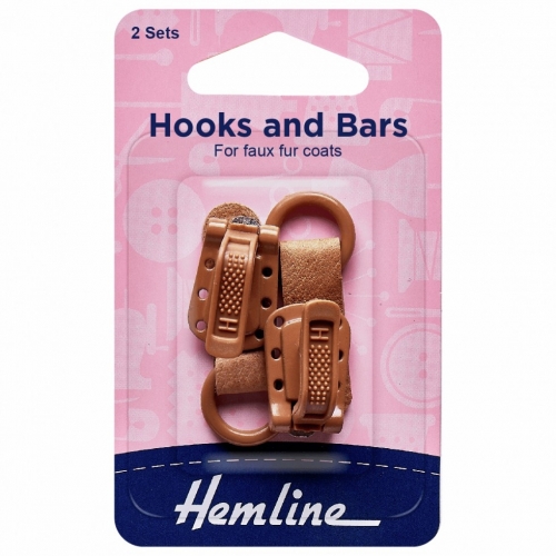 Hemline Coat Hook and Bar Fasteners Brown