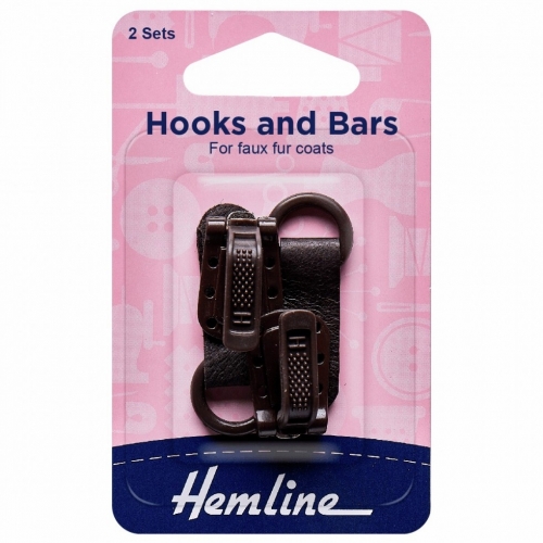 Hemline Coat Hook and Bar Fasteners Dark Brown