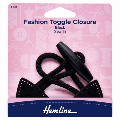 Hemline Faux Leather Toggle Closure Black