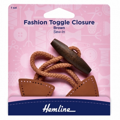 Hemline Faux Leather Toggle Closure Brown