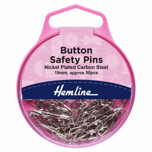 Hemline Button Safety Pins Silver