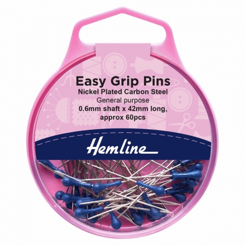 Hemline Easy Grip Pins Blue
