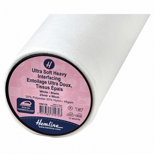 Hemline Super Soft Heavy Iron On Interfacing White