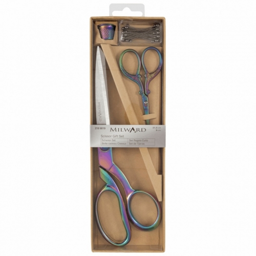Milward Sewing Scissors, Thimble & Pins Gift Set Rainbow