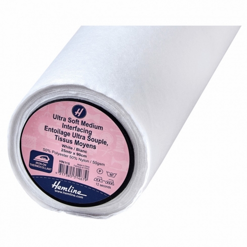 Hemline Super Soft Medium Iron On Interfacing White