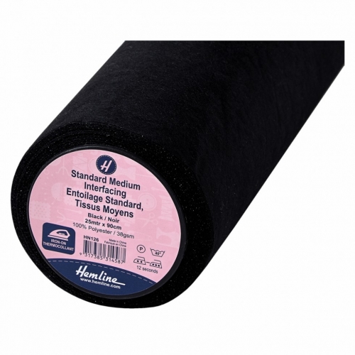 Hemline Medium Iron On Interfacing Black