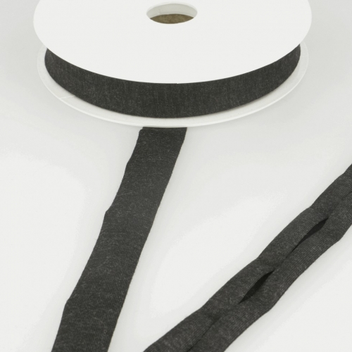 Stephanoise Viscose Jersey Bias Binding Tape Darkest Grey
