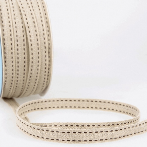 Stephanoise Top Stitched Linen Braid Tape Natural & Black