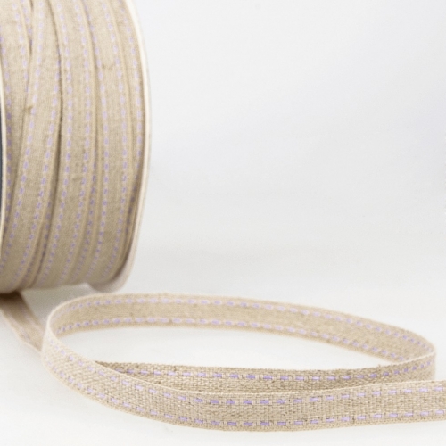Stephanoise Top Stitched Linen Braid Tape Natural & Lilac