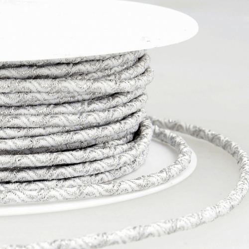 Stephanoise Wave Patterened Round Elastic White & Silver