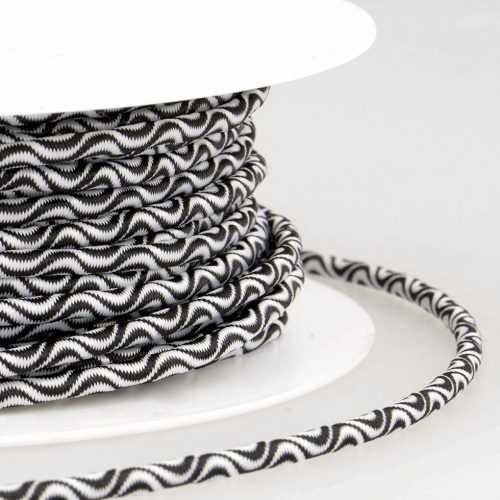 Stephanoise Wave Patterened Round Elastic White & Black