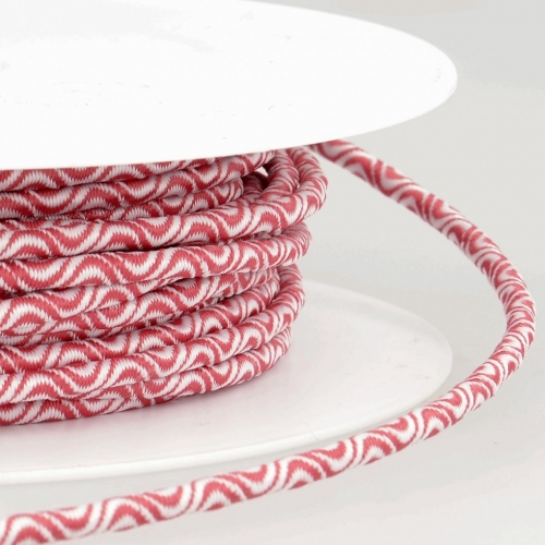 Stephanoise Wave Patterened Round Elastic White & Pink