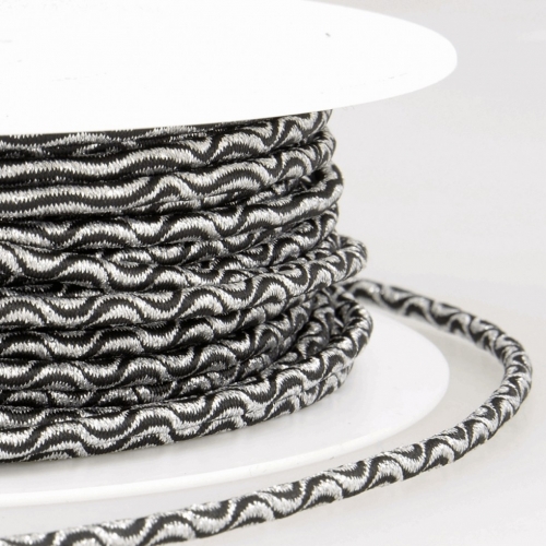 Stephanoise Wave Patterened Round Elastic Silver & Black