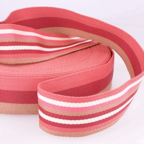 Stephanoise Double Sided Stripe Webbing Tape Pinks
