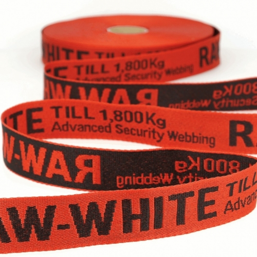 Stephanoise Jacquard Security Strap Webbing Tape Black on Red